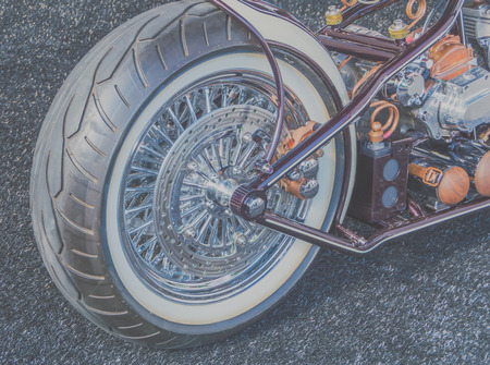 back of vintage motorcycle, closeup