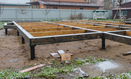 the basis of a frame house on pile Foundation