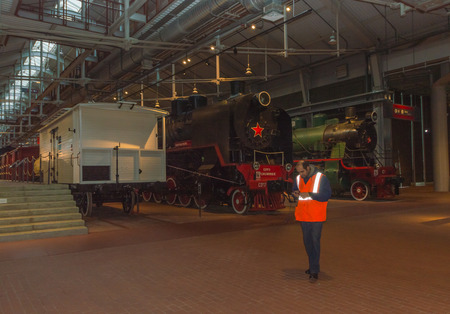 Russia, Saint-Petersburg, 15, Nov 2017 - trains and locomotives, indoor railway Museum