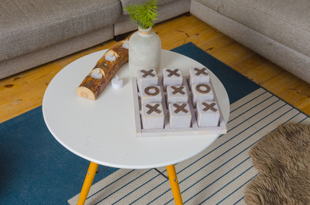 on the table in the room is the game of TIC TAC toeの写真素材