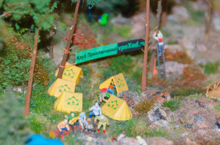 Russia, Saint-Petersburg, January 18, 2018 - the Museum Grand model Russia, city transport and the production in miniature.のeditorial素材