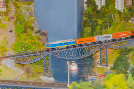 Russia, Saint-Petersburg, January 18, 2018 - the Museum Grand model Russia, city transport and the production in miniature.のeditorial素材