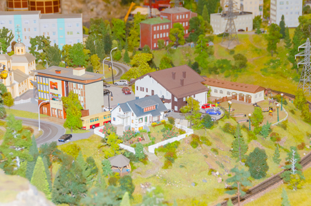 Russia, Saint-Petersburg, January 18, 2018 - the exhibition of Grand maket Russia, layout of major cities, roads and Railways of the country.のeditorial素材