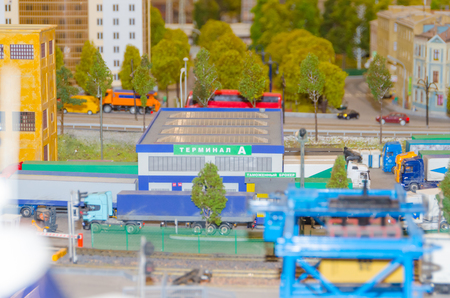 Russia, Saint-Petersburg, January 18, 2018 - the Museum Grand model Russia, city transport and the production in miniature.のeditorial素材
