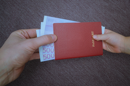 the child passes the passport with attached Euro