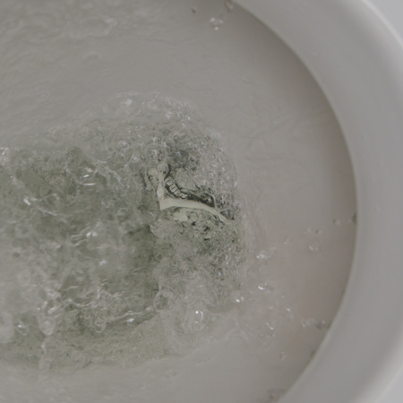 a thousand dollars of the bill washed into the toiletの写真素材