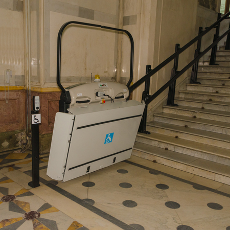 electric lift for wheelchair users in the transition to the stairsの写真素材