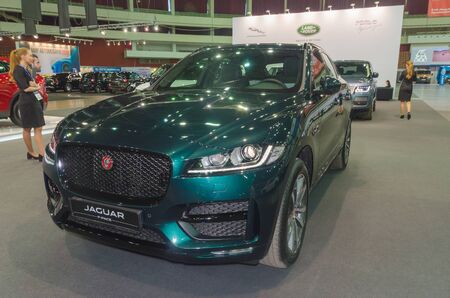 Russia, St. Petersburg, April 13, 2018-Jaguar f - Pace at the car world exhibition in SKK.のeditorial素材
