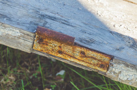 close - up, old door with rusty loopの写真素材
