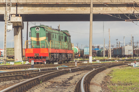 railway locomotive at the station wagonの写真素材
