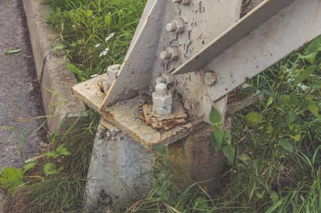 metal tower support, supports, close-up, nuts boltsの写真素材