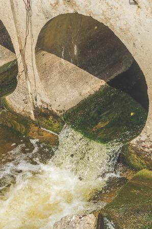 concrete pipe with waste water, stormの写真素材