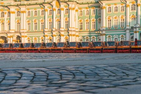 Russia, St. Petersburg, September 19, 2018 -the parade of cleaning equipment, cars on Palace square...