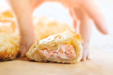 Salmon in puff pastry