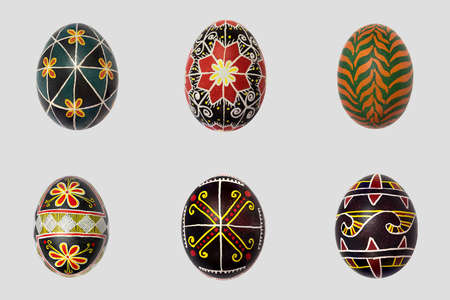 Isolated easter eggs pack  Pisanka - russian folk art for backgroundの写真素材