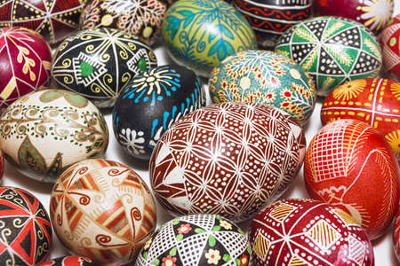 Traditional drawing on Easter eggsの写真素材