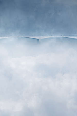 Bridge shrouded in cloudsの写真素材