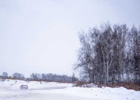 Russia, Novosibirsk - November 30, 2019. Russian red old low carのeditorial素材