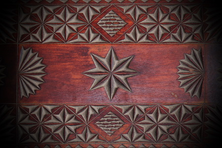 Antique wooden hand made casket, oldの写真素材