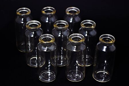glass test tubes on a dark backgroundの写真素材