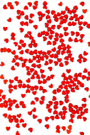 Red glass heart on a white backgroundの写真素材