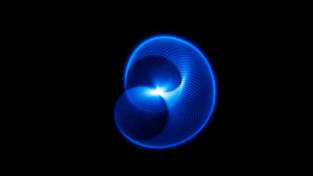 Sound waves in the visible blue color in the darkの写真素材