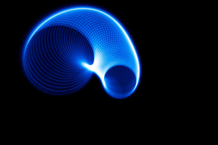 Sound waves in the visible blue color in the darkの写真素材