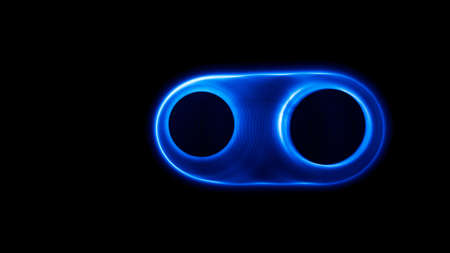 Sound waves in the visible blue color in the darkの写真素材