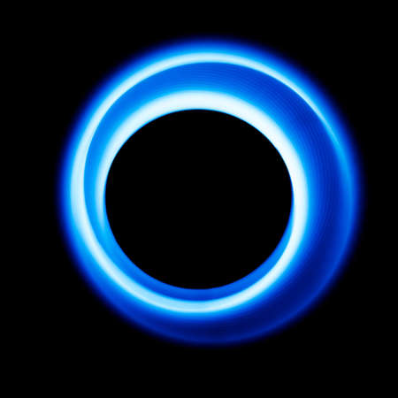 Sound waves in the visible blue color in the darkの写真素材