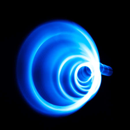 Sound waves in the visible blue color in the darkの写真素材