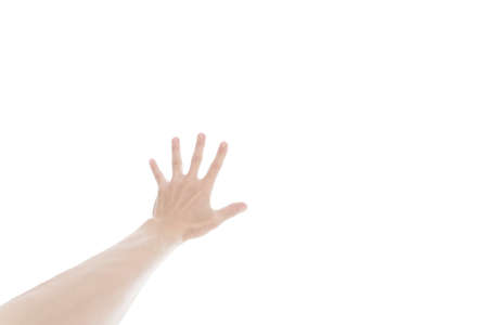 Man hand sign isolated on white backgroundの写真素材