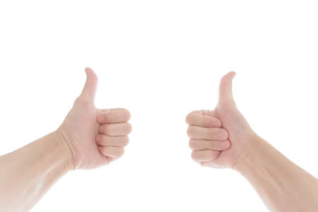 Gestures of hands - ok. Isolated on white backgroundの写真素材