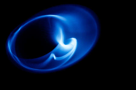 Sound waves in the visible blue color in the darkの写真素材