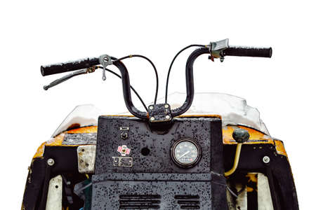 Old snowmobile. Isolated on white backgroundの写真素材