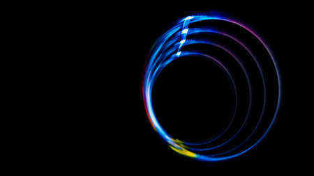 Sound waves in the visible blue color in the darkの写真素材