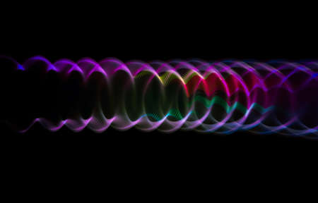 Sound waves in the visible blue color in the darkの写真素材