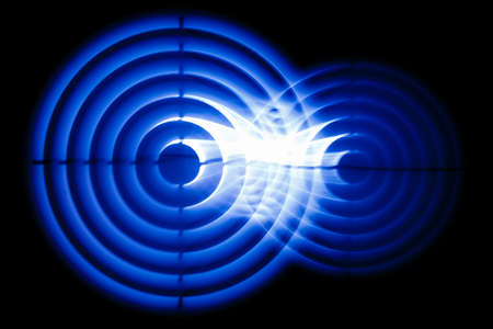Sound waves in the dark in the darkの写真素材