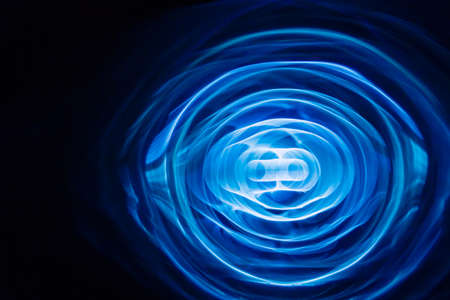 Sound waves in the dark. Blue colorの写真素材