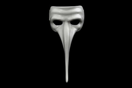 Mask with long nose is isolated on blackの写真素材