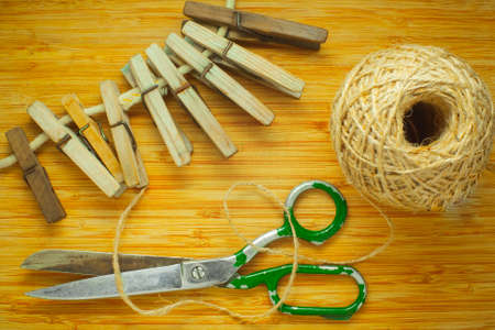 Set of different sewing accessories. Sewing backgroundの写真素材