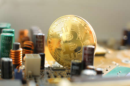 Electronic circuit blur. Blur electronic circuit close up computerの写真素材