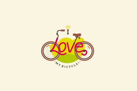I love my bicycle. Lifestyle badge. Flat vector illustration.のイラスト素材
