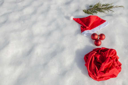 Traditional Christmas symbols on the snow.