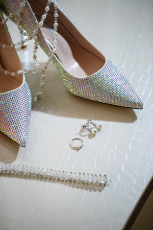 Women's shoes, wedding shoes, shoes of the brideの写真素材