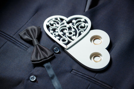men's wedding accessories on the wedding dayの写真素材