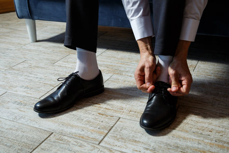 groom's accessories on the wedding dayの写真素材