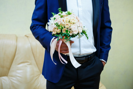 groom's accessories on the wedding dayの写真素材