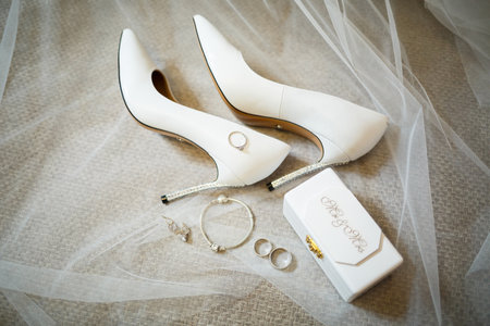wedding accessories bride on the wedding dayの写真素材