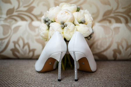 wedding accessories bride on the wedding dayの写真素材