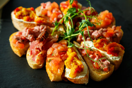 Delicious food in the restaurant on a plateの写真素材